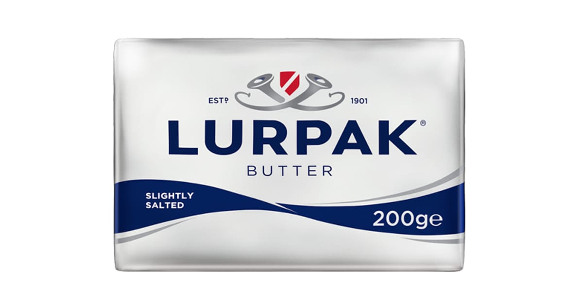 The 200 g foil block of Lurpak Slightly Salted Butter