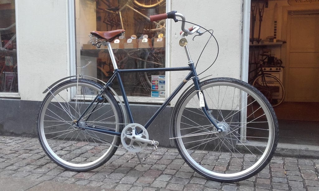 A blue men's Old Shatterhand outside the shop