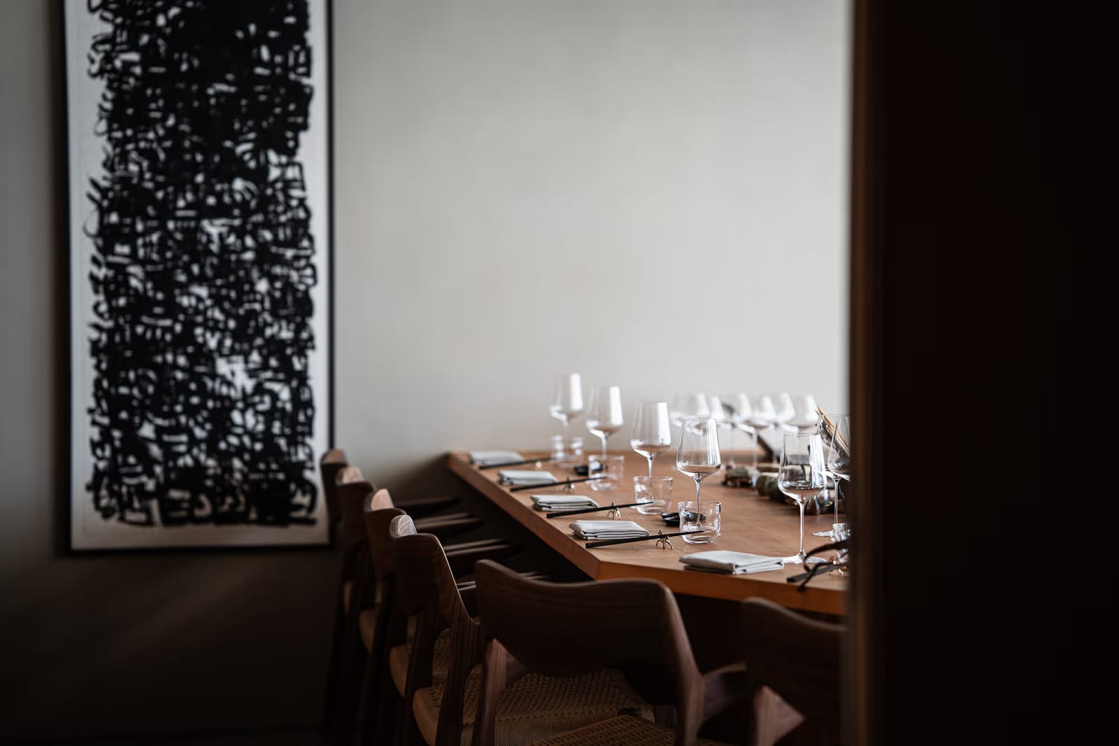 The dining room, set for service