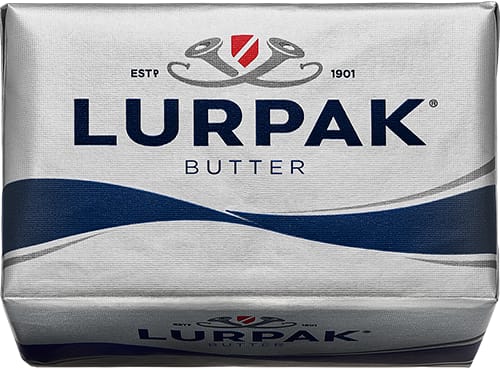 A block of Lurpak butter in its foil