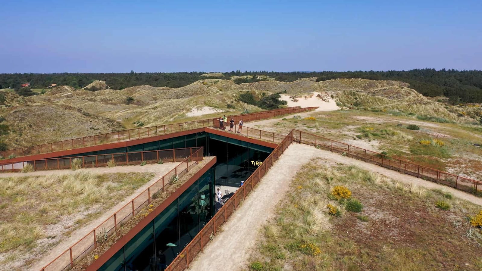 The museum cut into the dunes, seen from above