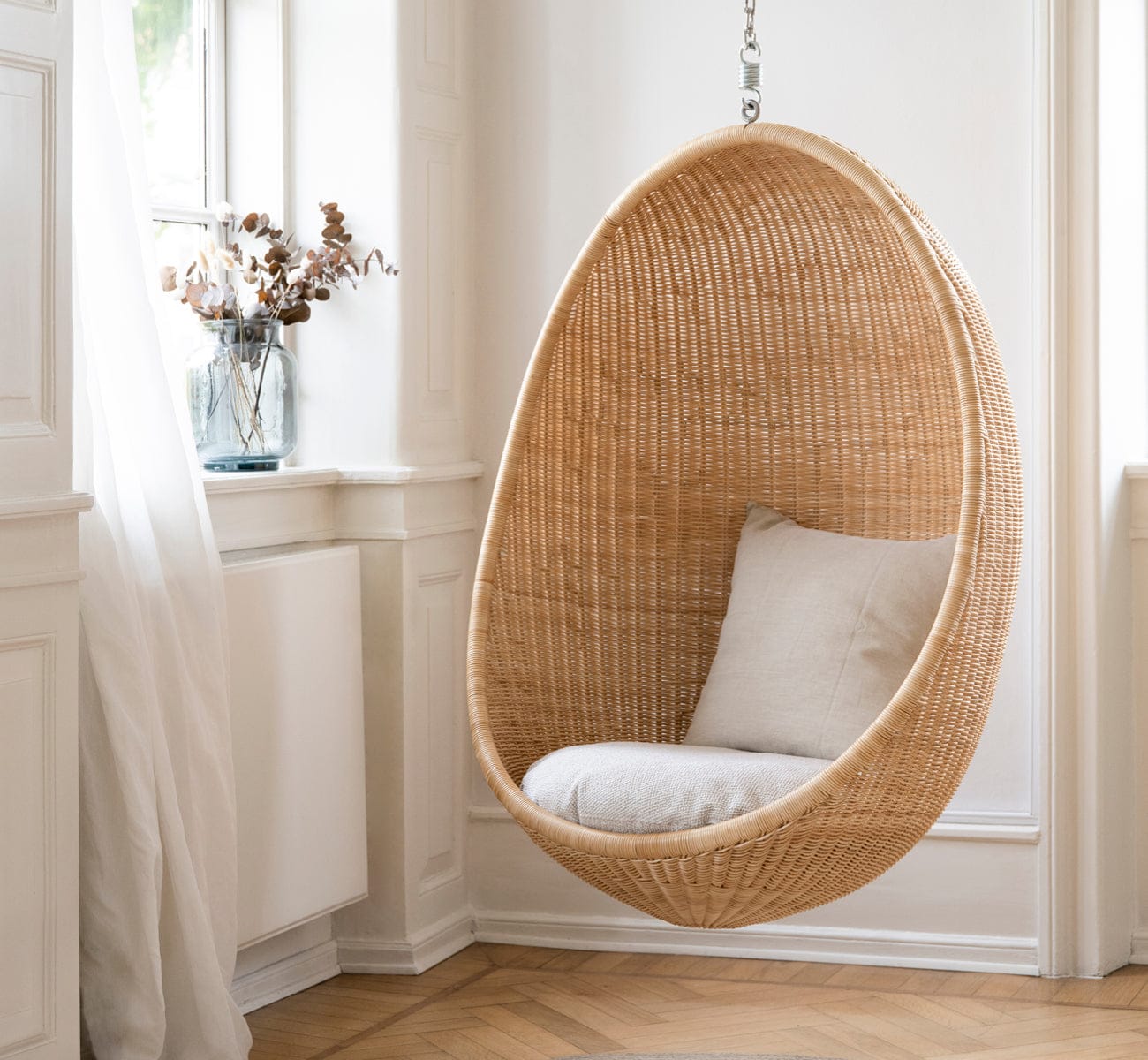 Hanging Egg Chair by a window