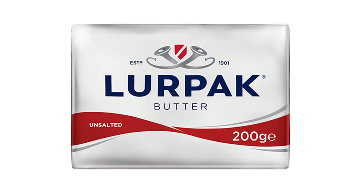 The 200 g foil block of Lurpak Unsalted Butter