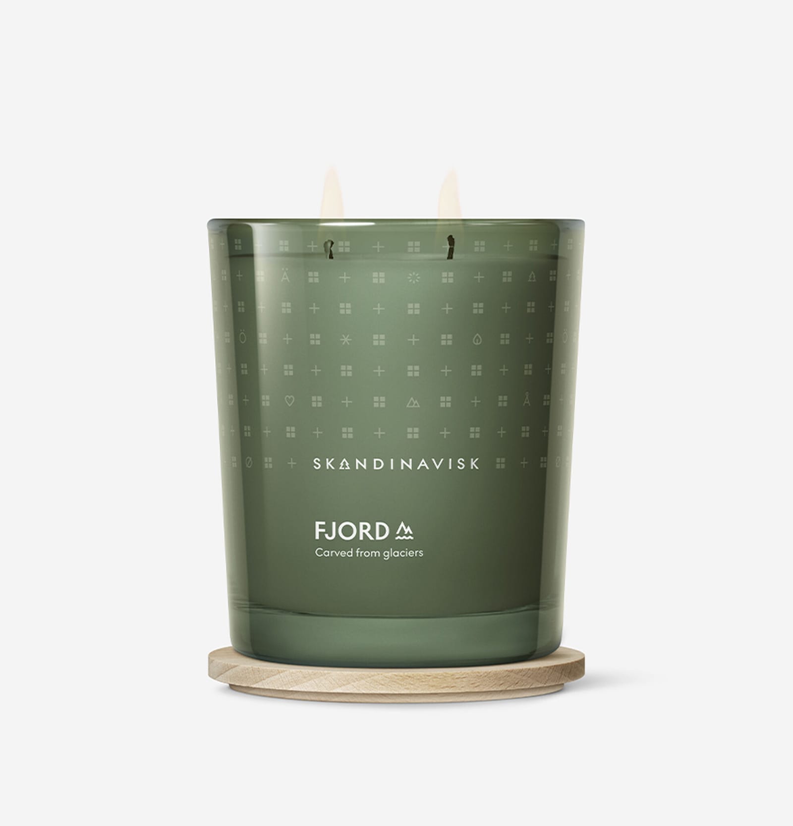 FJORD scented candle on its wooden lid