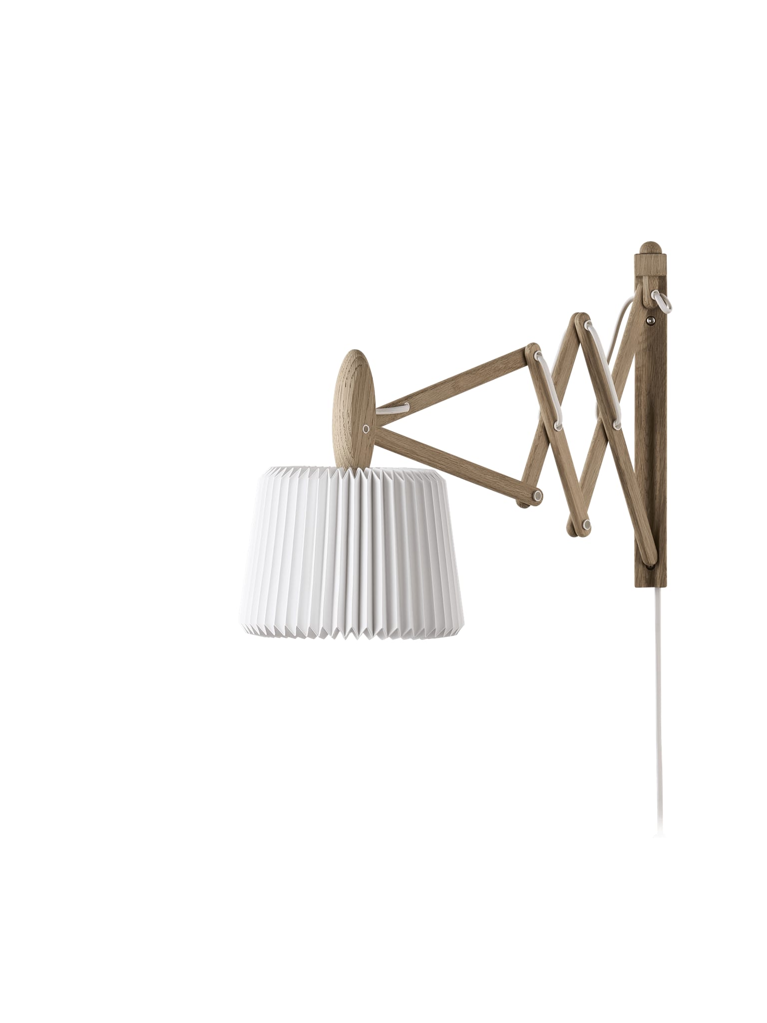 Sax wall lamp in light oak, arm extended