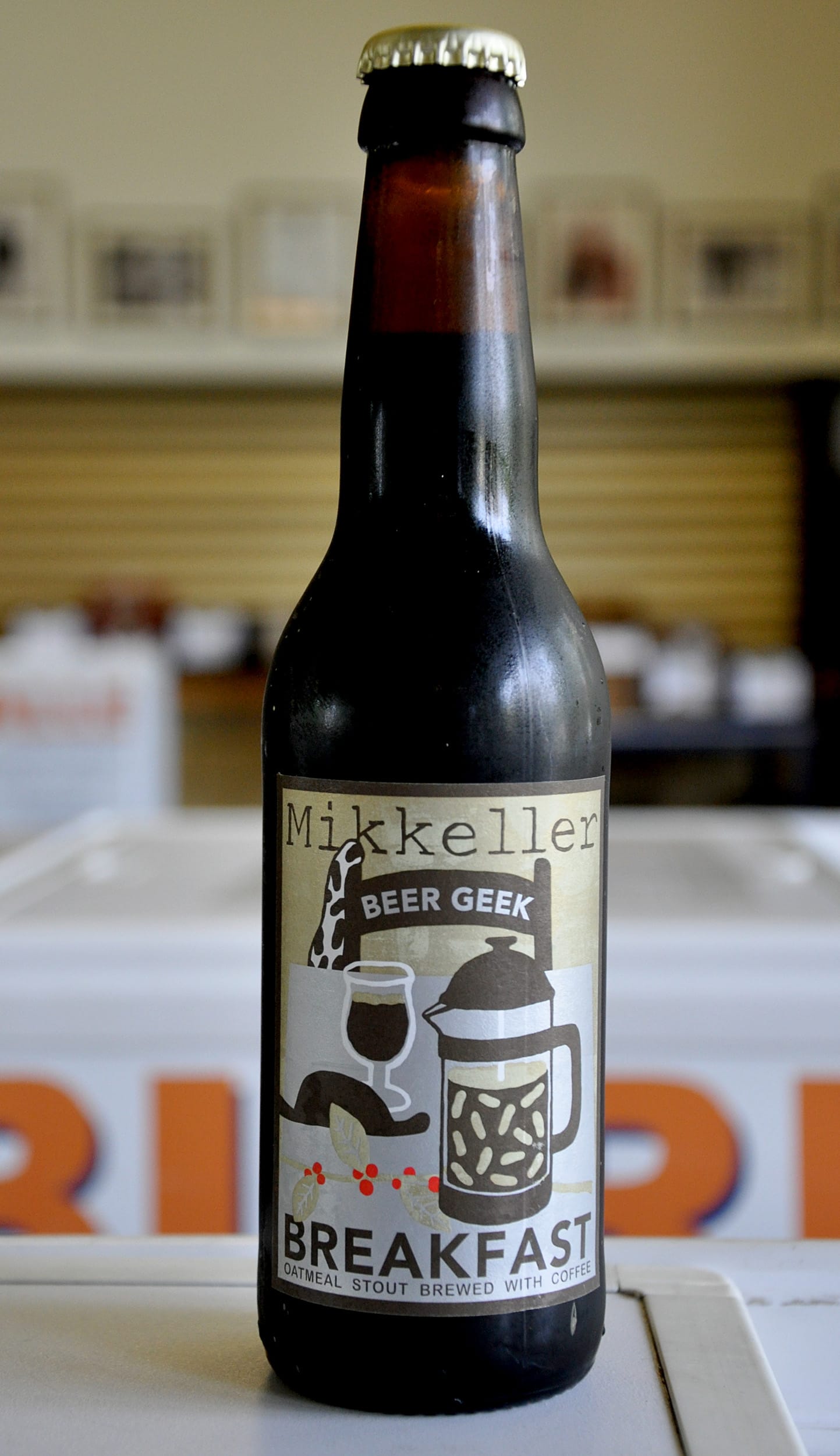 A bottle of Mikkeller Beer Geek Breakfast