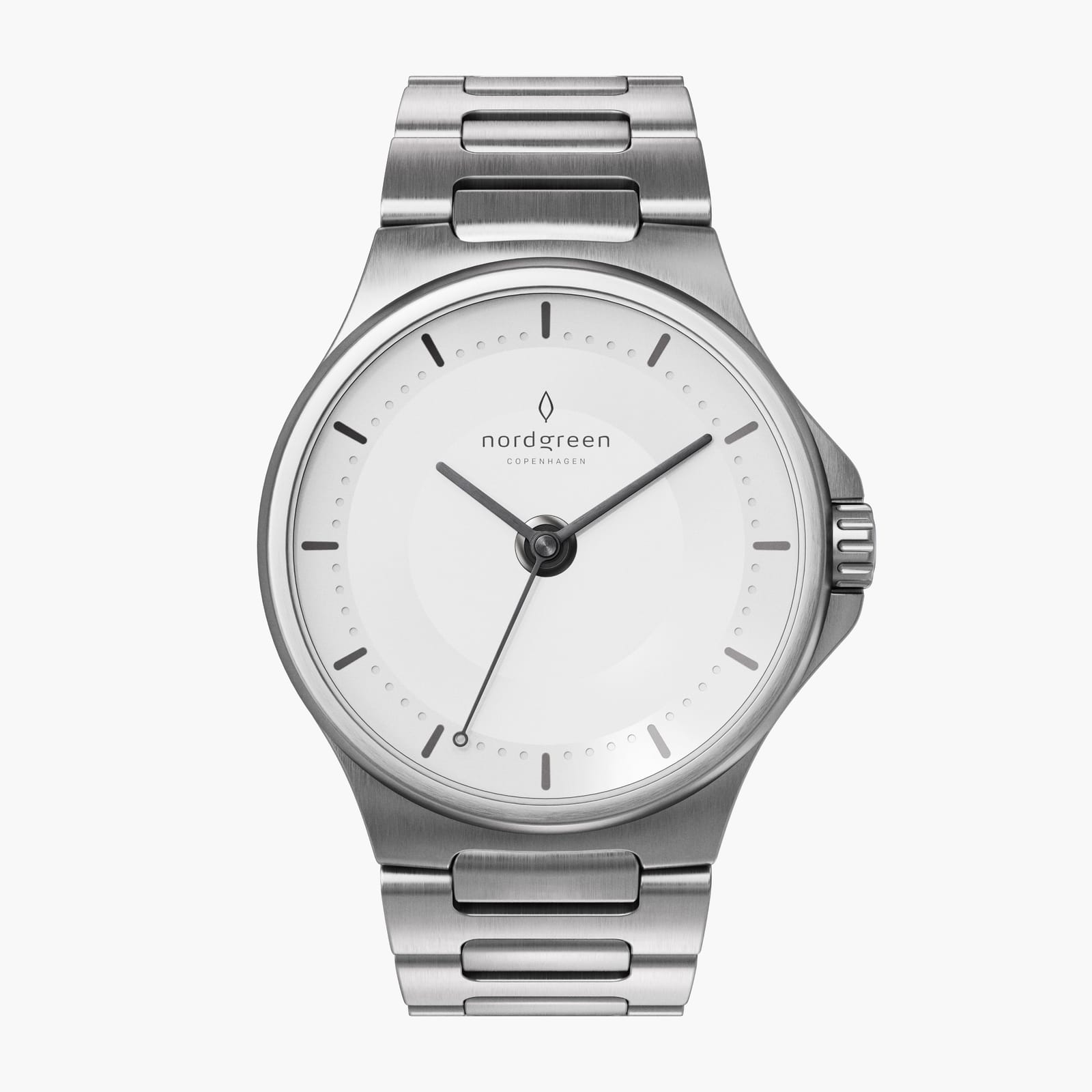 Guardian in steel with a white dial and link bracelet