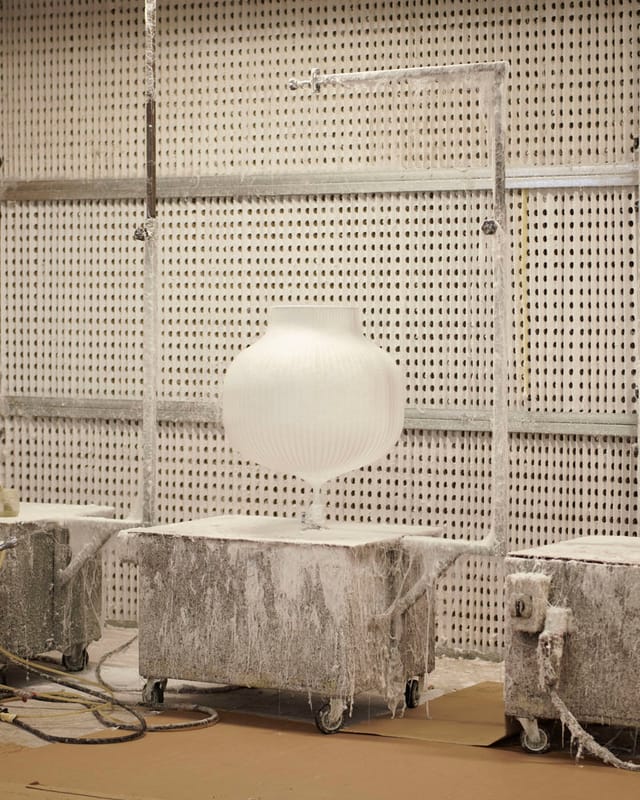 A Strand shade in the spraying booth
