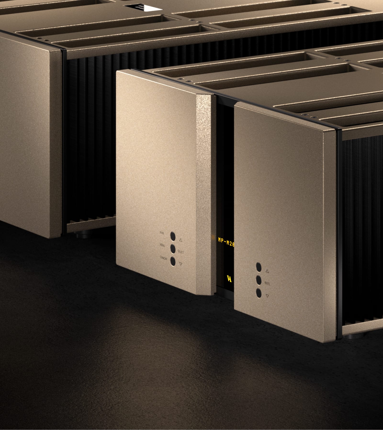 MP-M201 amplifier chassis in Dark Champagne