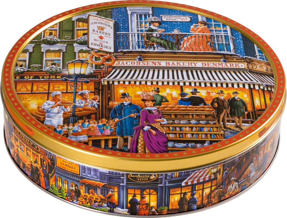 Portobello Road tin with a bakery street scene