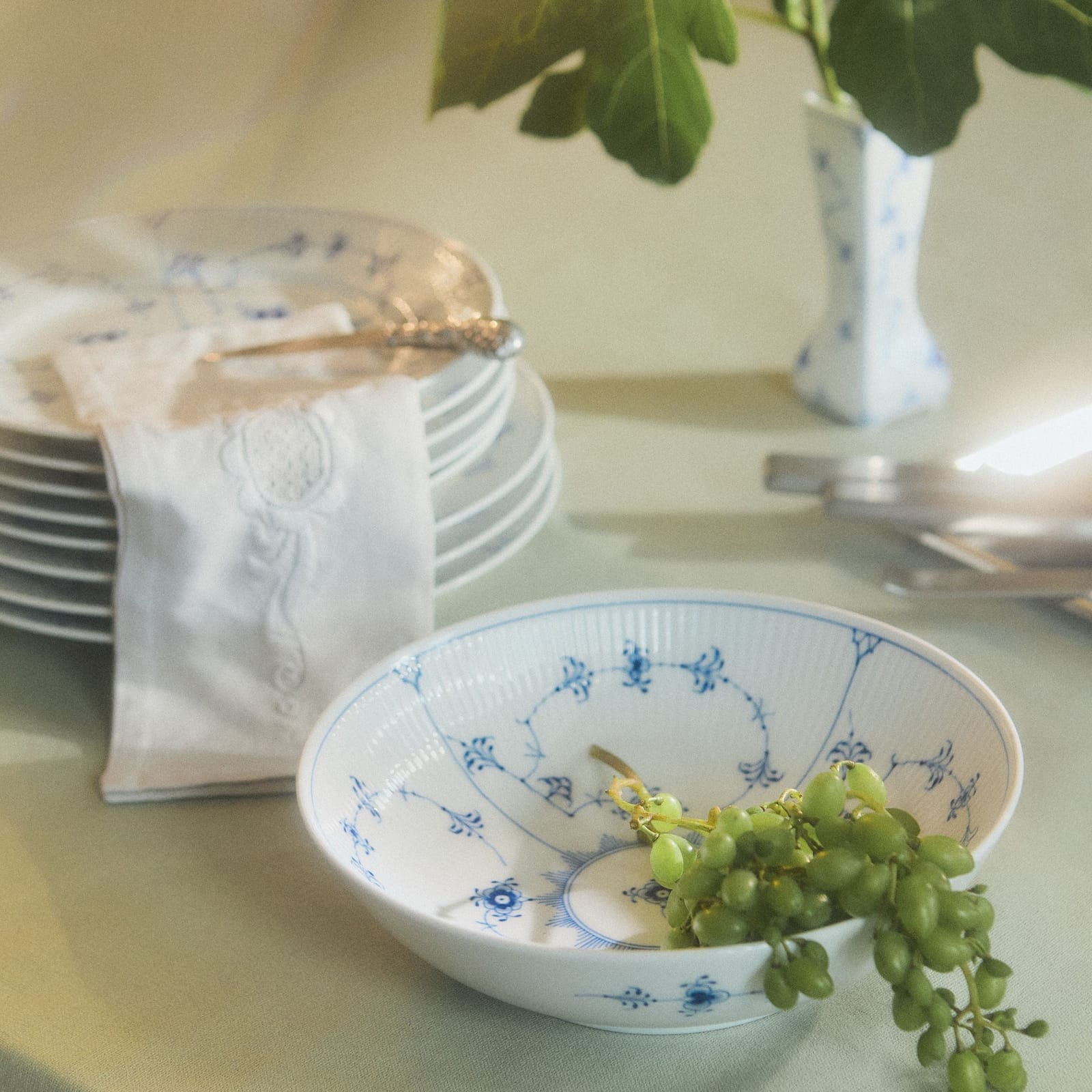 Blue Fluted Plain bowl and plates