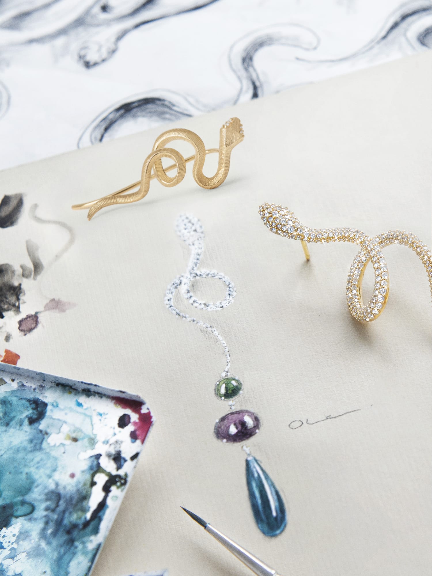 Gold and diamond serpents from the Snakes collection