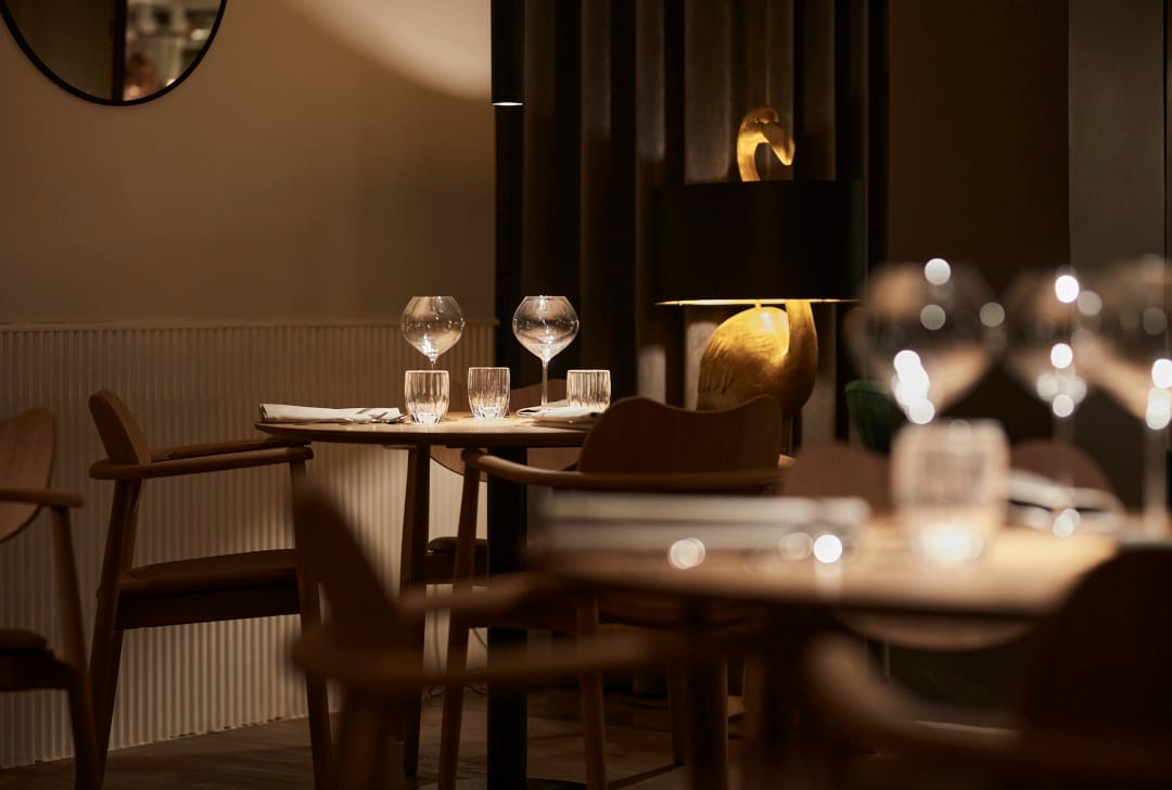 Tables laid in the dining room
