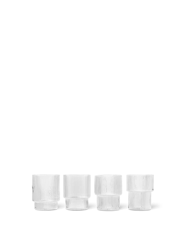 The set of four Ripple Glasses in clear glass
