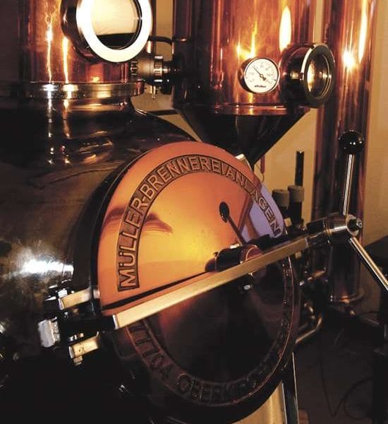 A copper still at the distillery