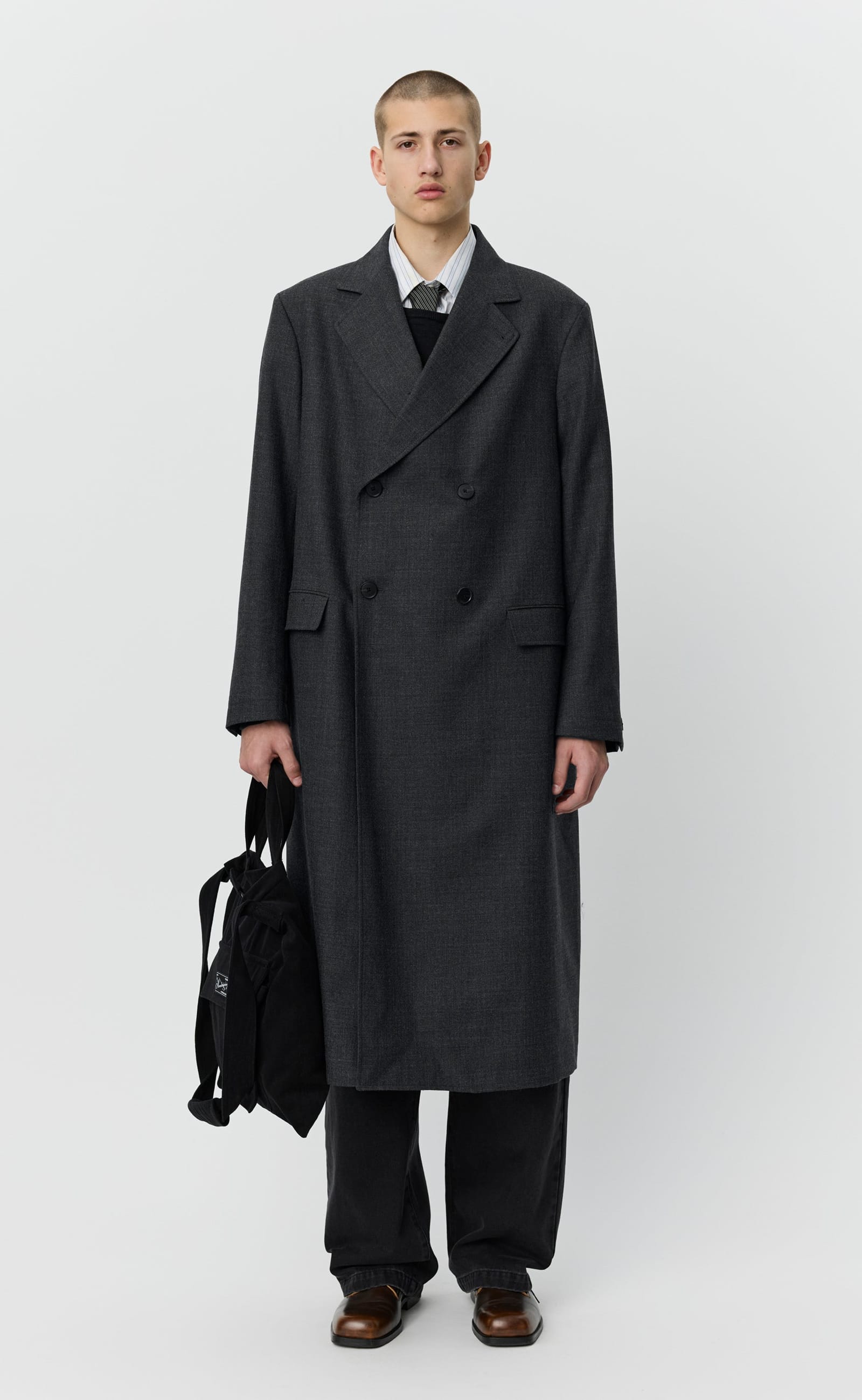 Conference double-breasted wool coat
