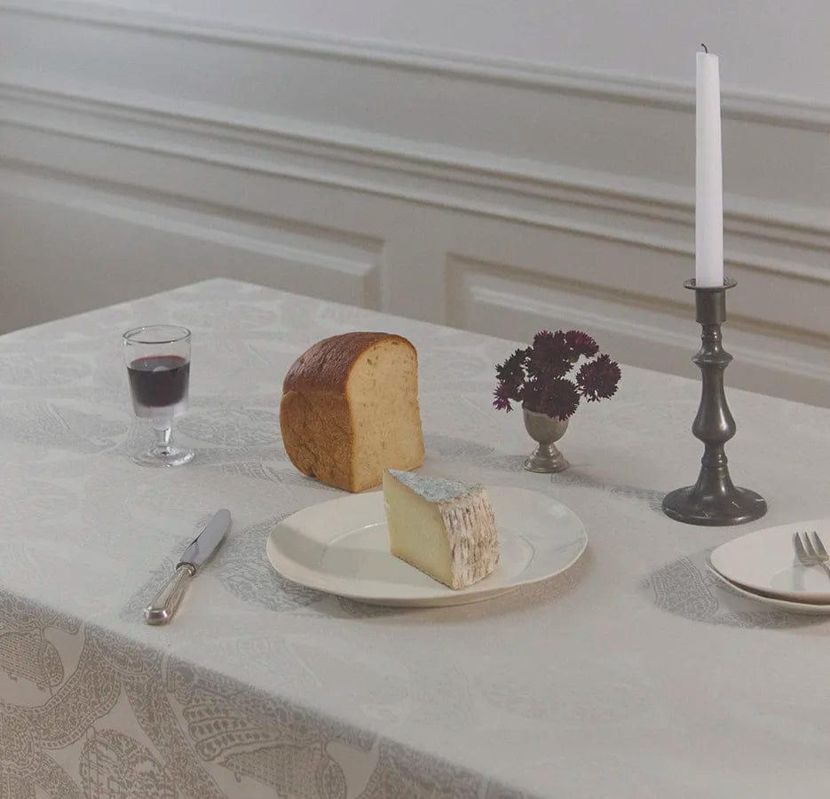 Sct. Knuds Ørne damask tablecloth, light grey