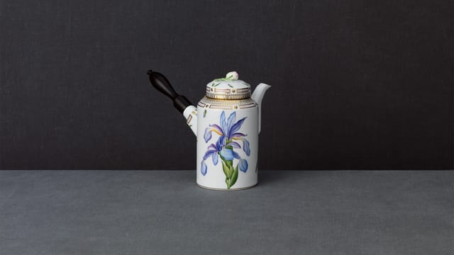 Flora Danica coffee pot painted with an iris