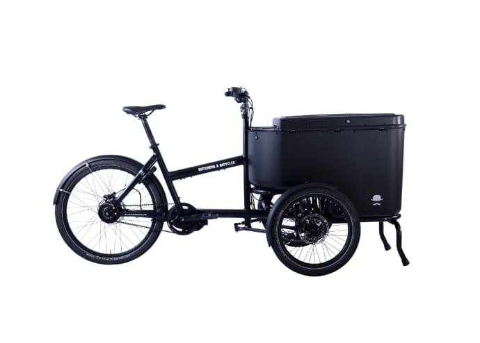The MK1-E Business in black, with its lidded cargo box