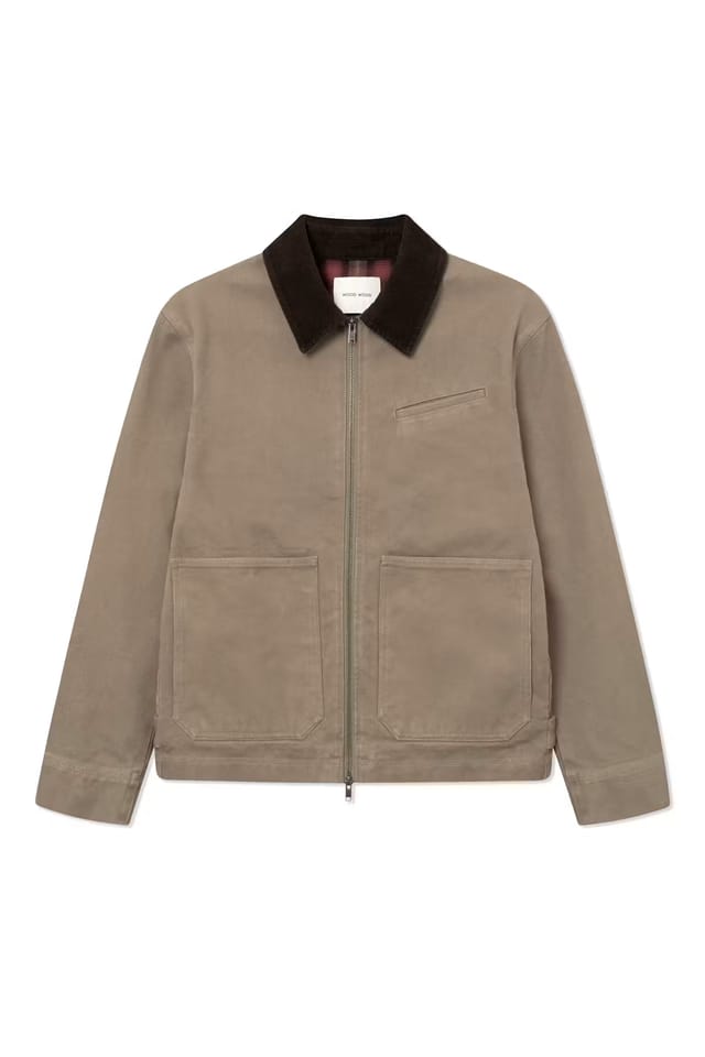 WWBo cotton zip jacket with corduroy collar
