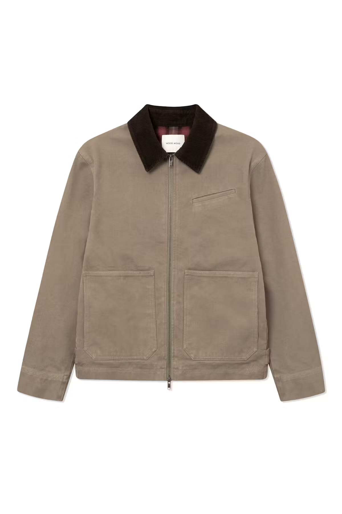 WWBo cotton zip jacket with corduroy collar