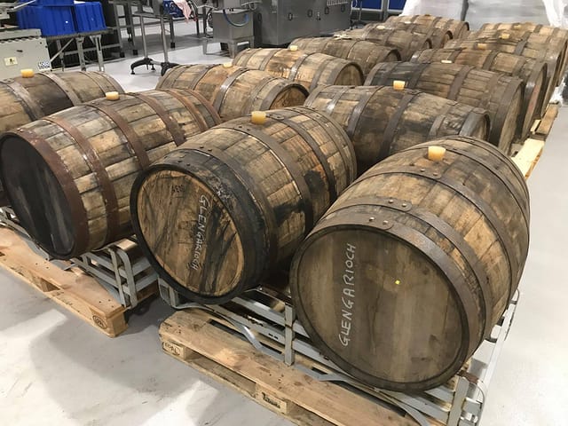 Whisky casks for barrel-aged beer at the brewery