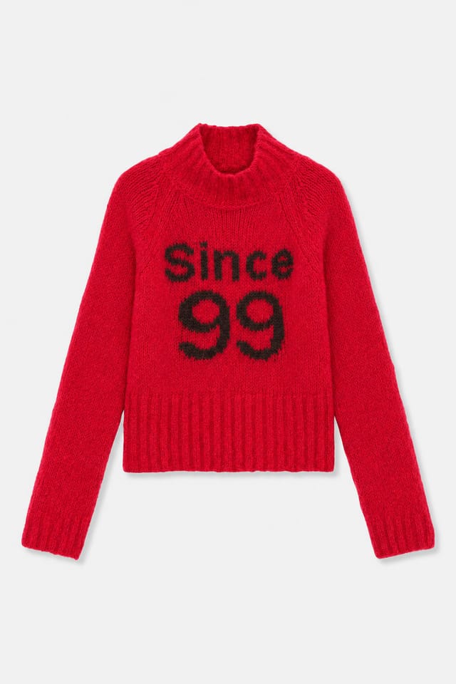 Red knitted high-neck sweater