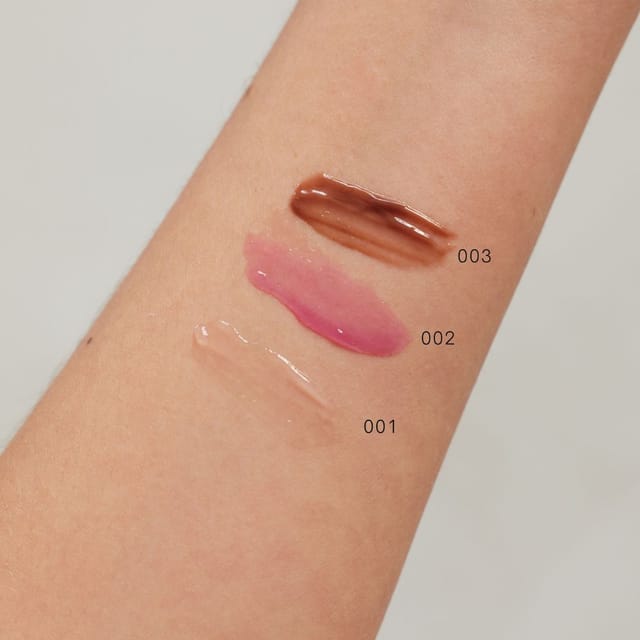 Swatches of shades 001, 002 and 003