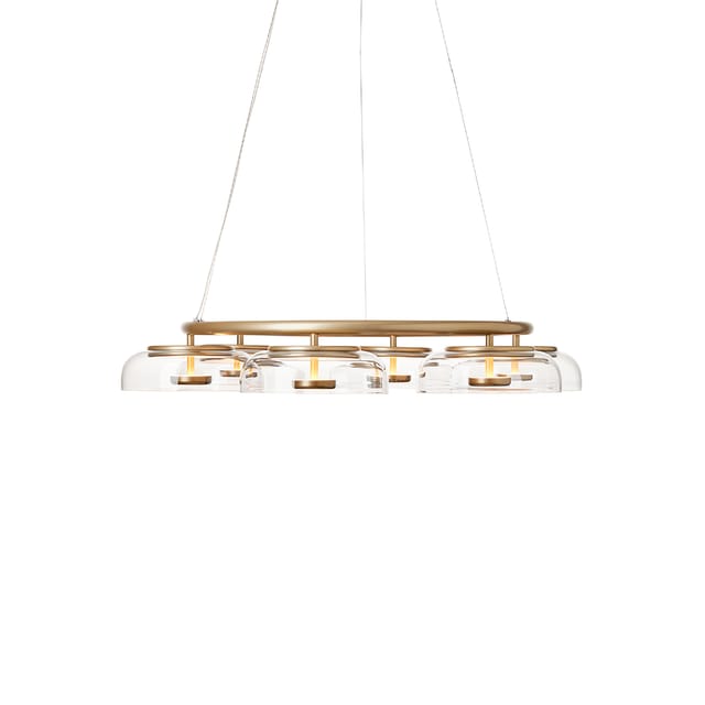 Blossi 6 chandelier, nordic gold and clear
