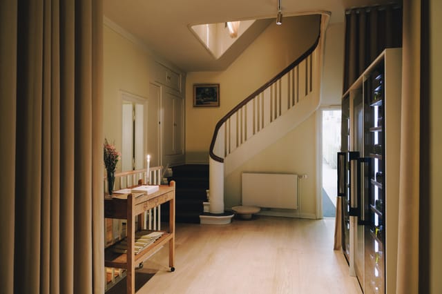 The entrance hall and staircase