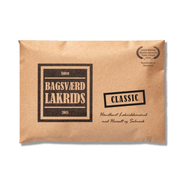 A Classic licorice slab in its paper envelope