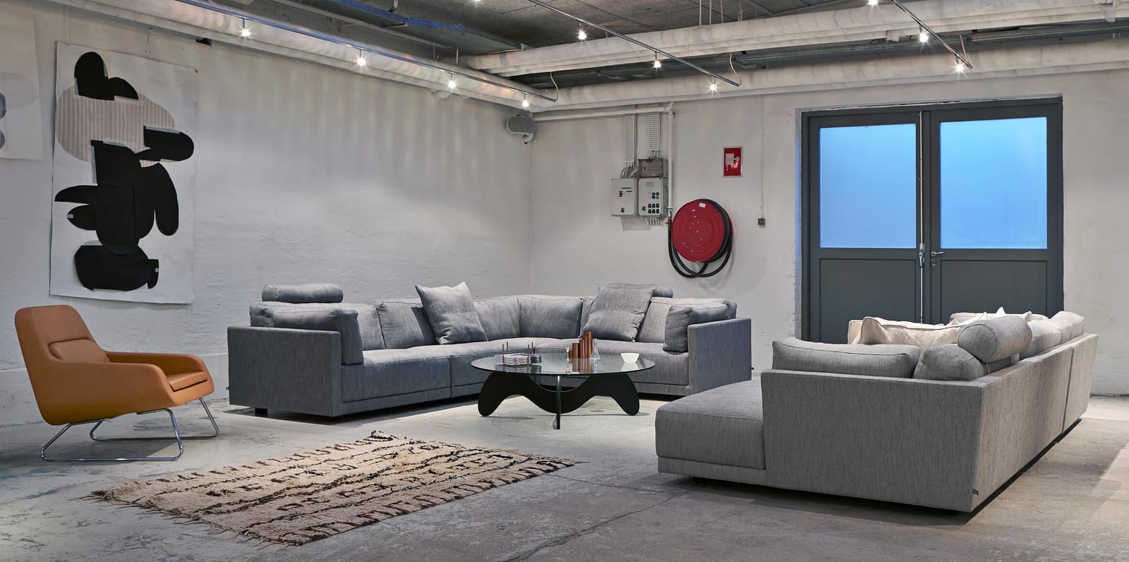 Eilersen sofas and a lounge chair in its showroom, 2013-14