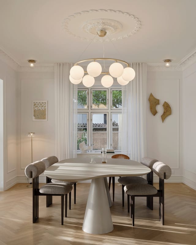 Miira chandelier over a dining table