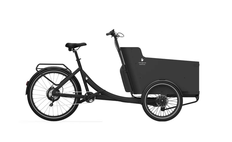 A black Triobike hafnia seen from the side