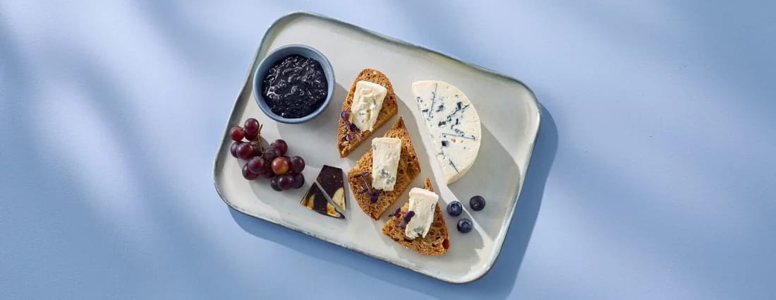 Castello Creamy Blue on a serving tray