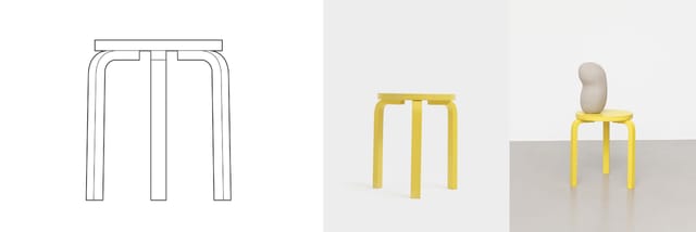 W.W. Artek Stool 60 in Factory Yellow