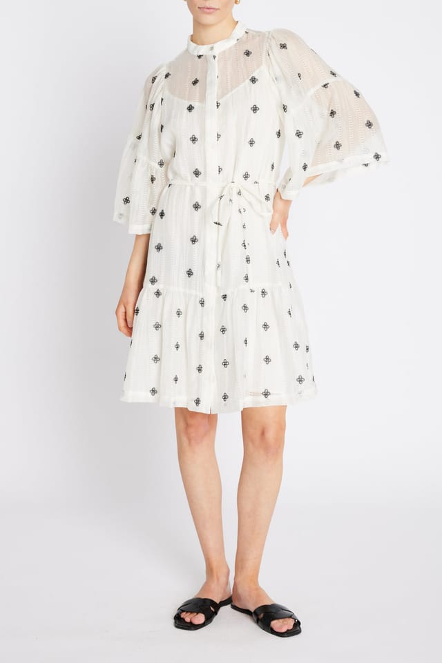 The MarshBBImila dress in white with embroidery