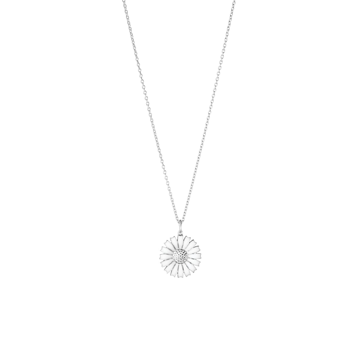 A Daisy pendant in silver with white enamel