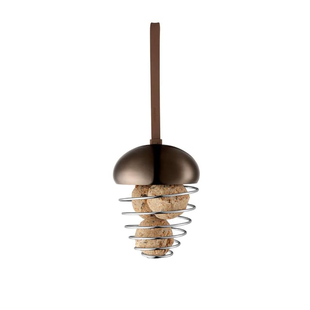 The Acorn feeder filled with suet balls