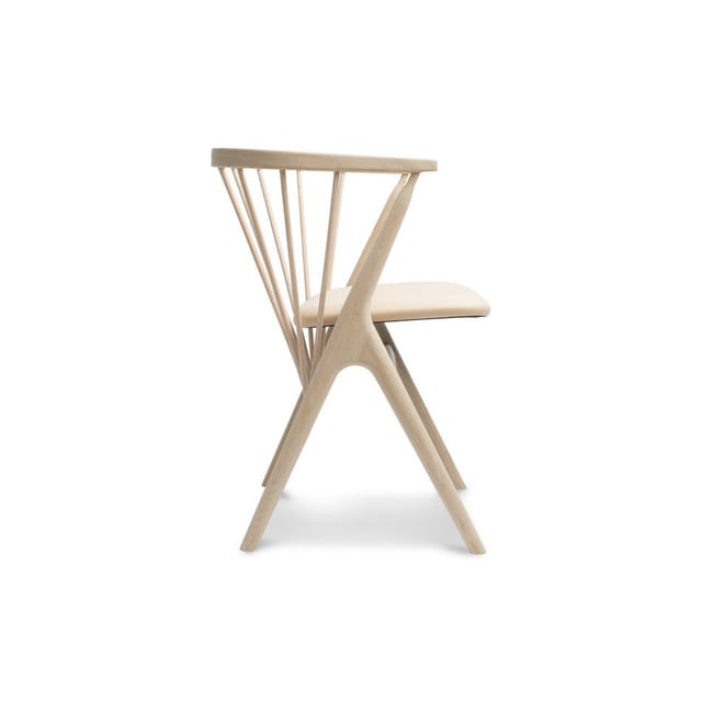 No 8 dining chair in soaped oak, side view