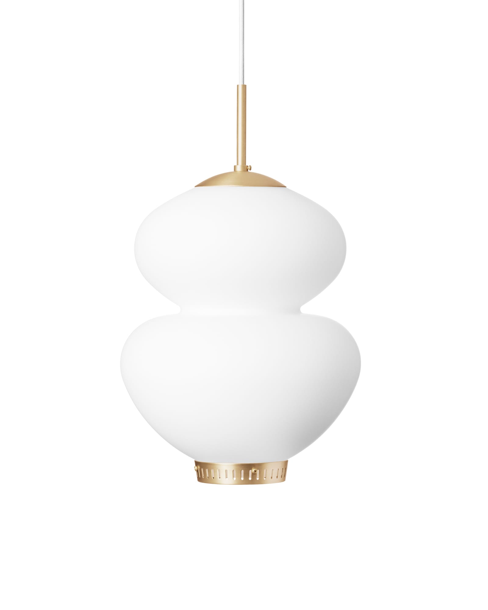 Peanut 250 pendant in opal glass and brass