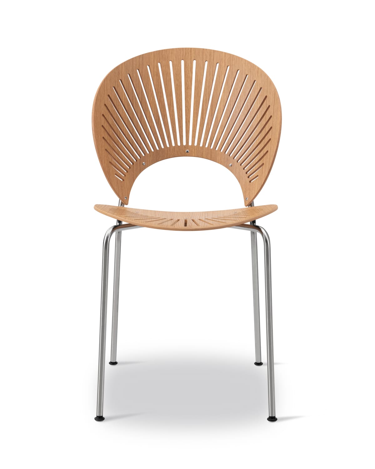 The Trinidad Chair in oiled oak with a brushed-steel frame