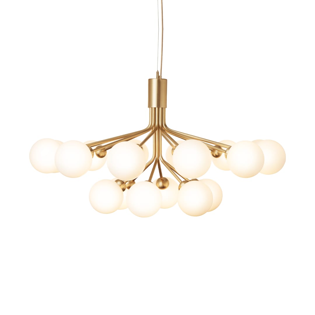 Apiales 18 in brushed brass with opal glass