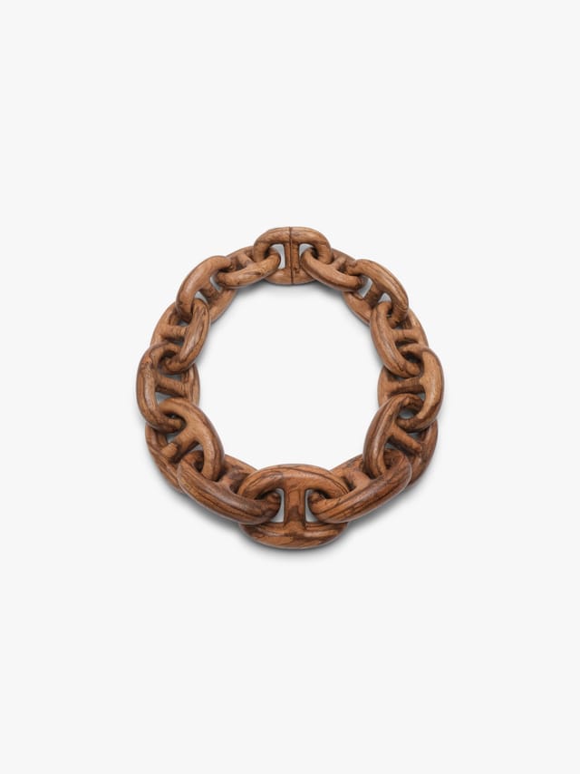 Carved zebrano wood chain necklace