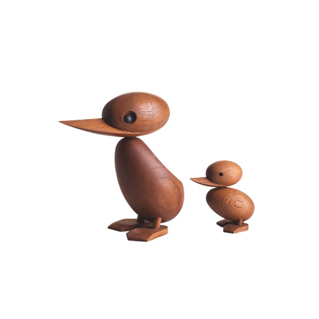 Duck and duckling in teak