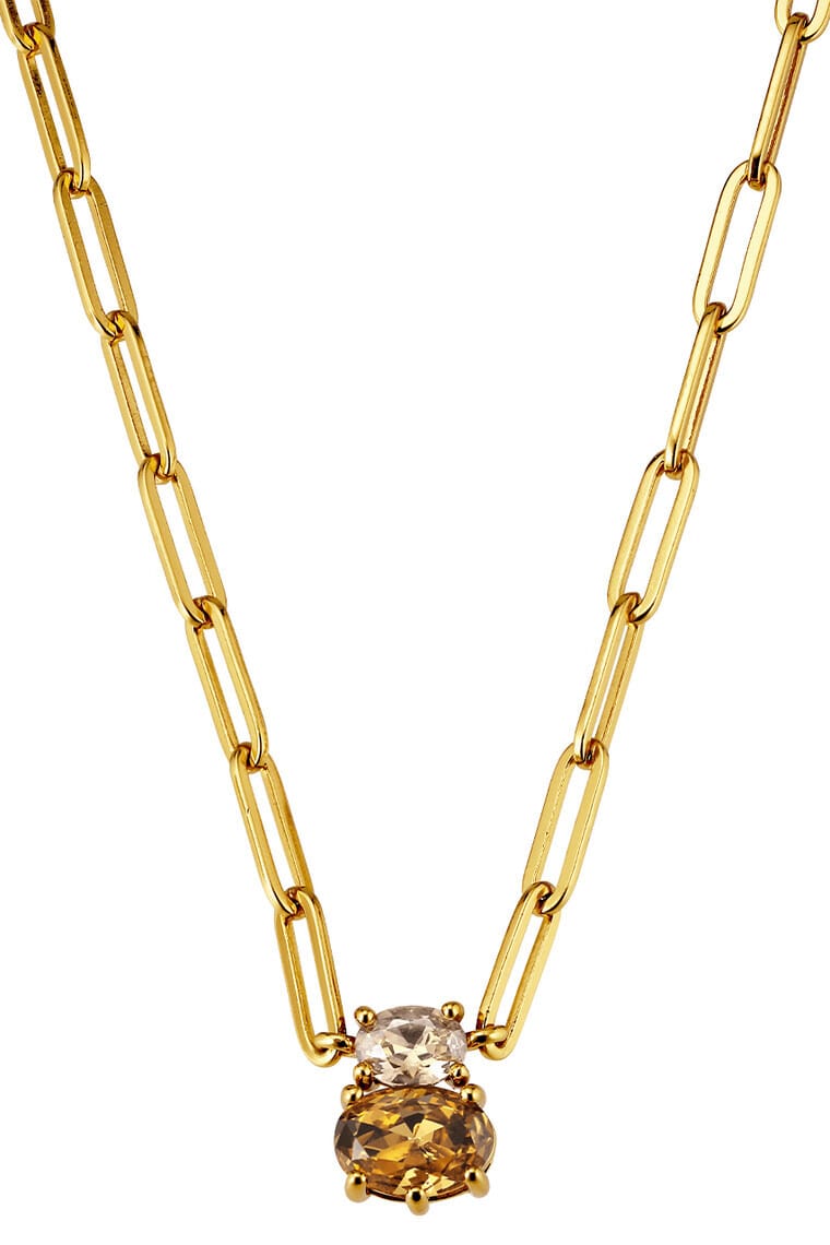 Serafine necklace, gold tone with oval crystals
