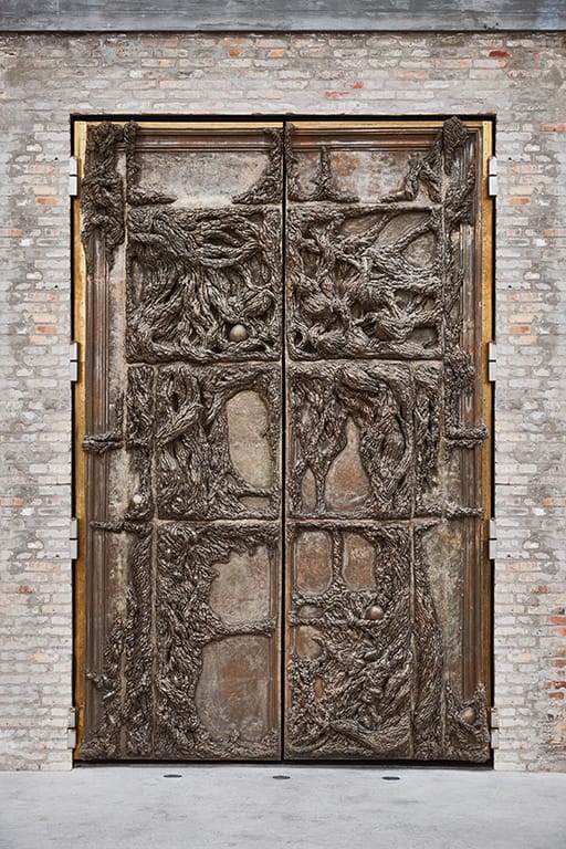 The bronze entrance doors on Refshaleøen