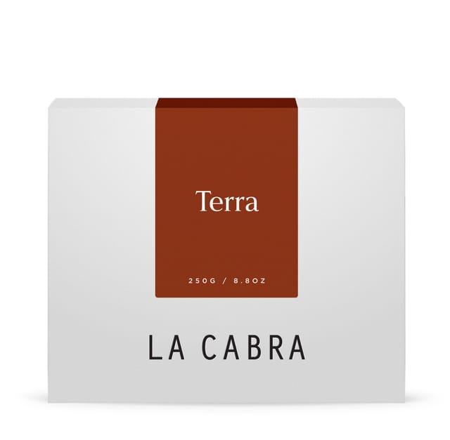 A box of Terra coffee beans