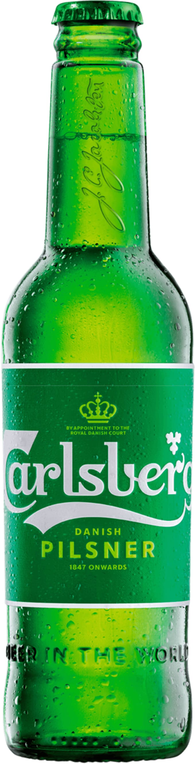 A bottle of Carlsberg Danish Pilsner