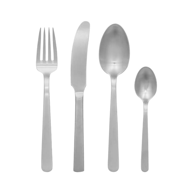 Grand Prix fork, knife and spoons in matt steel